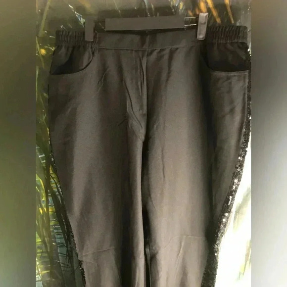 VENUS Black Sequin Trim Pants - Picture 6 of 12